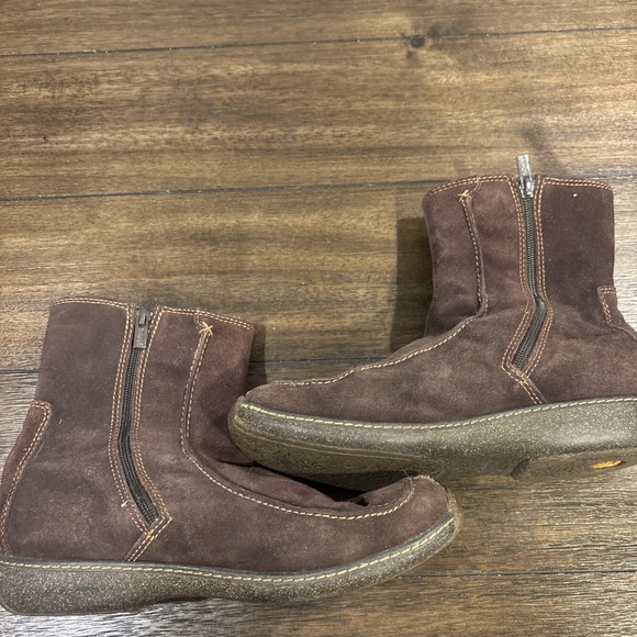Timberland Boots Ankle Shearling Lined Men's Size 9 Brown Side Zipper 69365 - Picture 1 of 6
